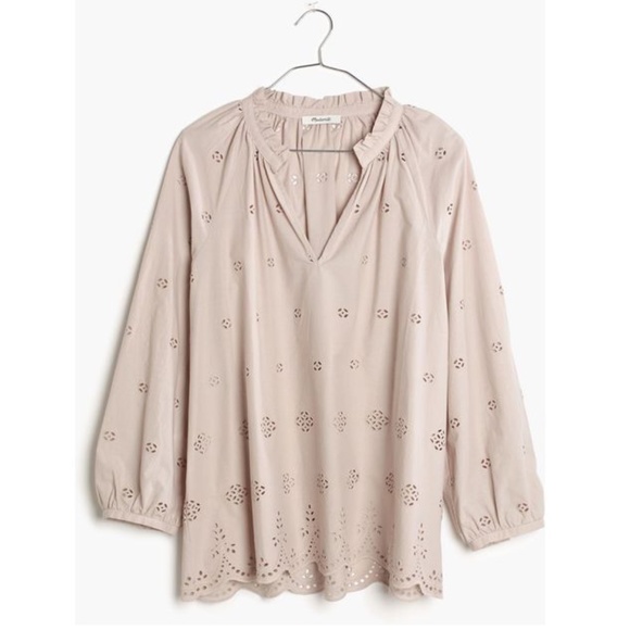 Madewell Tops - Madewell Size S Neutral 3/4 Sleeve Eyelet Blouse